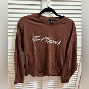 Brown long sleeve tee for everyday wear